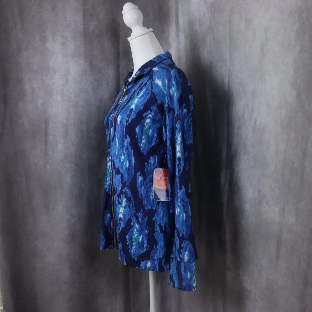 Sunsets and Sweat Tea Jacket Womens Small Blue Full Zip Lightweight Golf UPF 50 - Picture 4 of 12